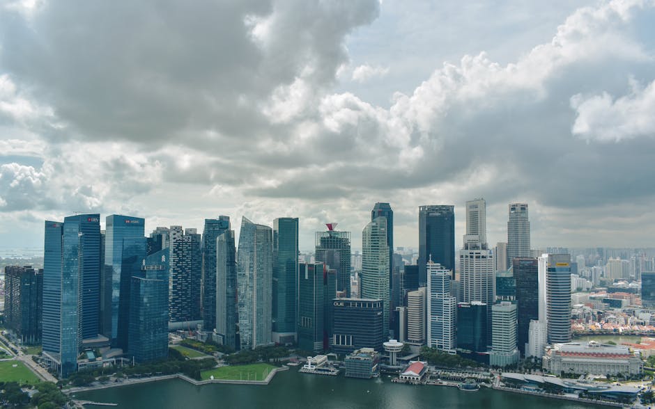 Singapore skyline with modern residential buildings and waterfront properties